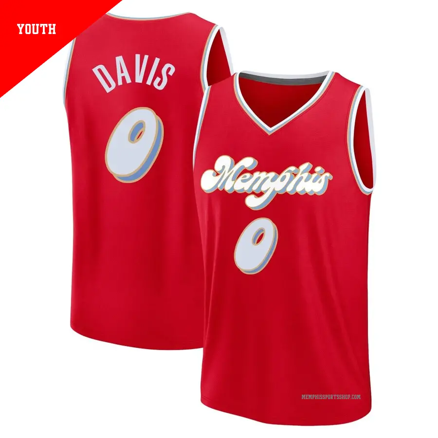 ＃0 Youth Johnny Davis Memphis Grizzlies 2024/25 Fast Break Fanatics Red City Edition Jersey