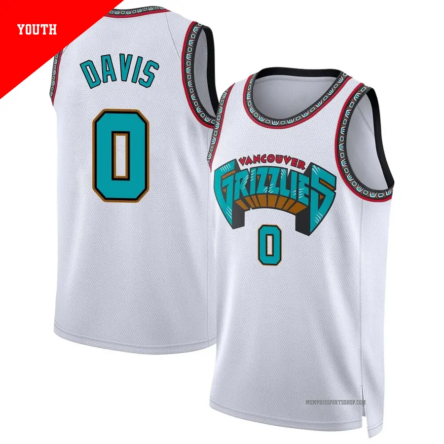 ＃0 Youth Johnny Davis Memphis Grizzlies 2024/25 Swingman White Classic Edition Jersey
