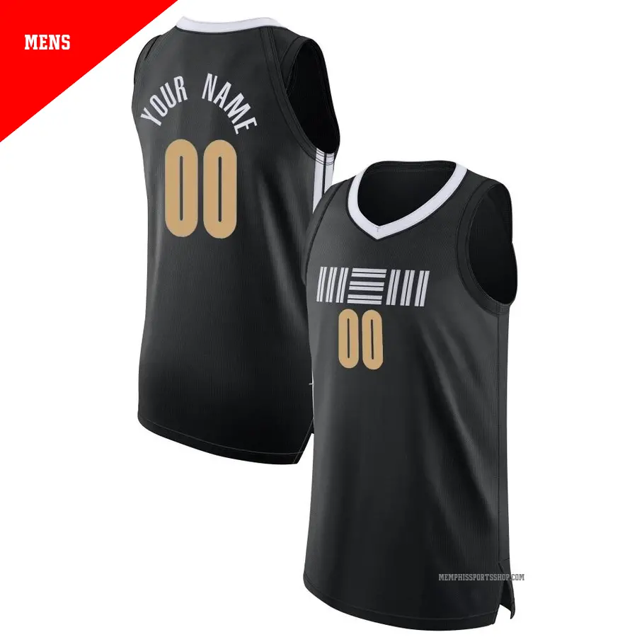 ＃00 Men's Custom Memphis Grizzlies 2023/24 Authentic Black City Edition Jersey