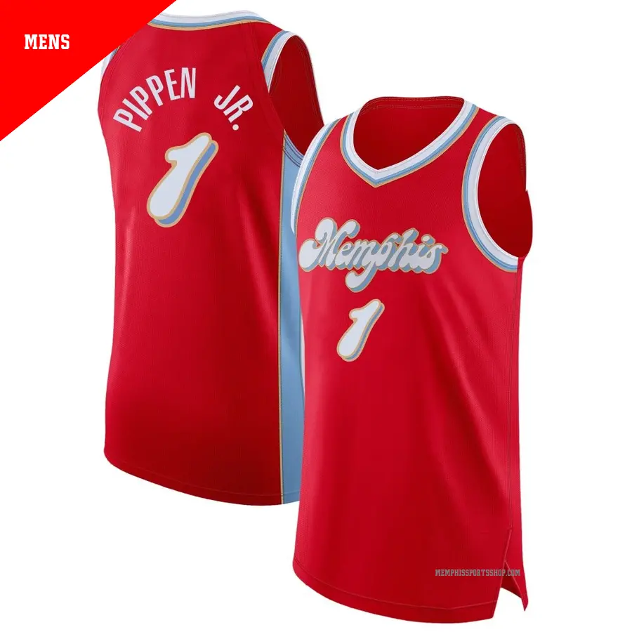 ＃1 Men's Scotty Pippen Jr. Memphis Grizzlies 2024/25 Authentic Red City Edition Jersey