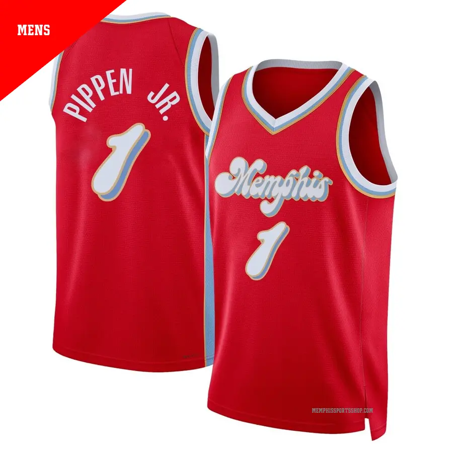 ＃1 Men's Scotty Pippen Jr. Memphis Grizzlies 2024/25 Swingman Red City Edition Jersey