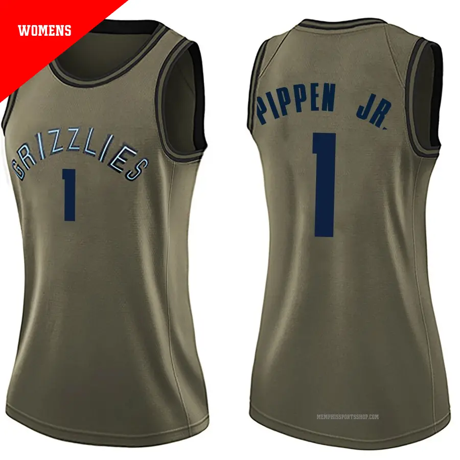 ＃1 Women's Scotty Pippen Jr. Memphis Grizzlies Green Swingman Salute to Service Jersey