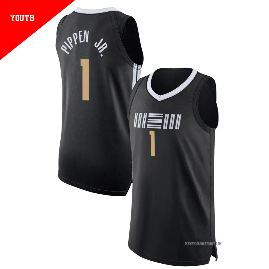 ＃1 Youth Scotty Pippen Jr. Memphis Grizzlies 2023/24 Authentic Black City Edition Jersey