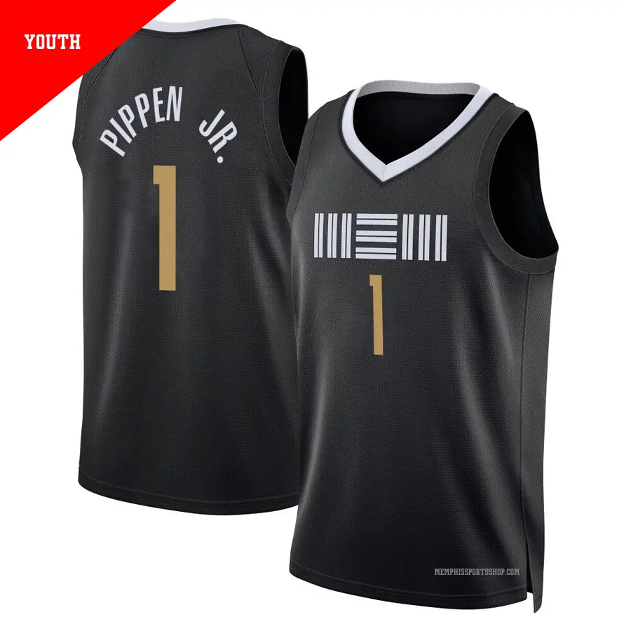 ＃1 Youth Scotty Pippen Jr. Memphis Grizzlies 2023/24 Swingman Black City Edition Jersey