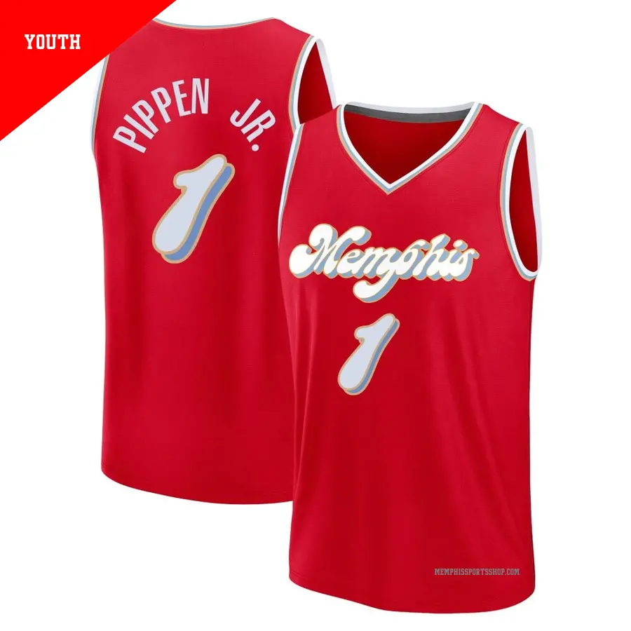 ＃1 Youth Scotty Pippen Jr. Memphis Grizzlies 2024/25 Fast Break Fanatics Red City Edition Jersey