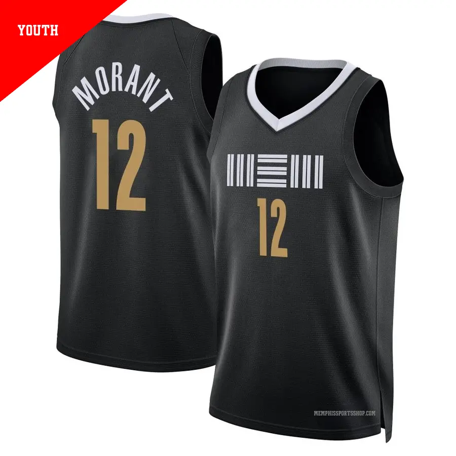 ＃12 Youth Ja Morant Memphis Grizzlies 2023/24 Swingman Black City Edition Jersey