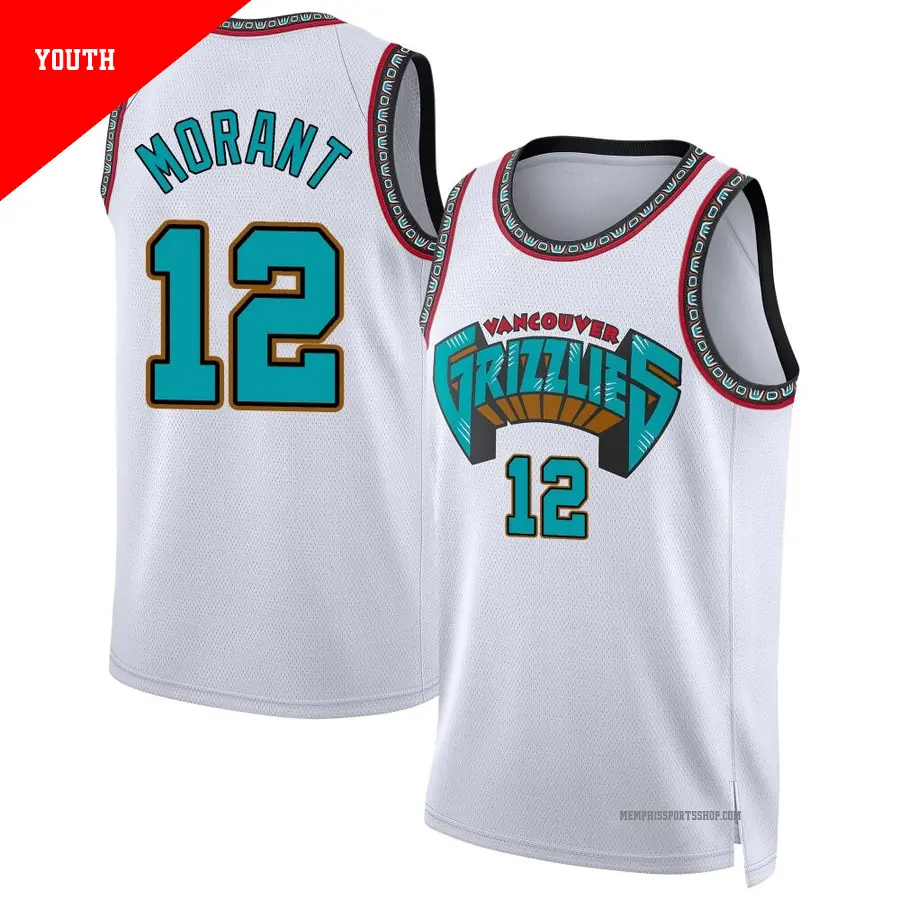 ＃12 Youth Ja Morant Memphis Grizzlies 2024/25 Swingman White Classic Edition Jersey