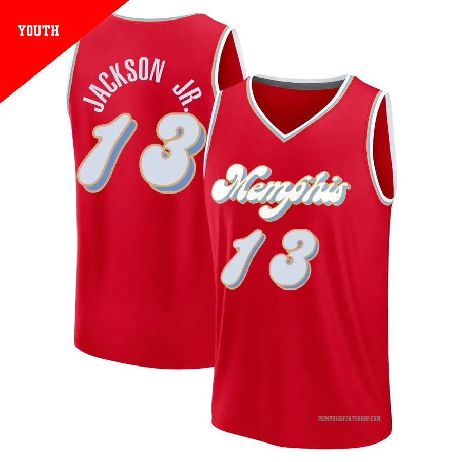 ＃13 Youth Jaren Jackson Jr. Memphis Grizzlies 2024/25 Fast Break Fanatics Red City Edition Jersey