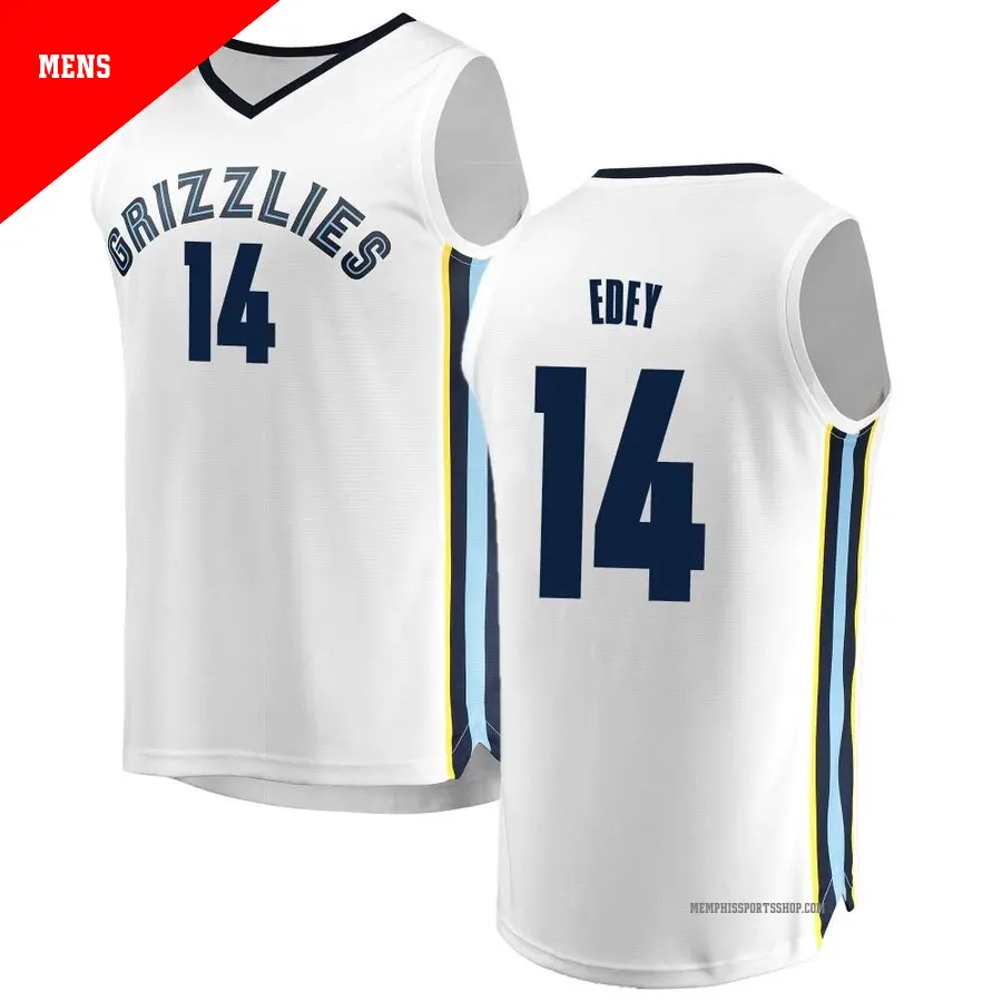＃14 Men's Zach Edey Memphis Grizzlies White Fast Break JerseyAssociation Edition