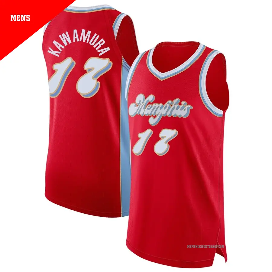＃17 Men's Yuki Kawamura Memphis Grizzlies 2024/25 Authentic Red City Edition Jersey