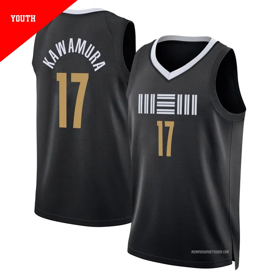 ＃17 Youth Yuki Kawamura Memphis Grizzlies 2023/24 Swingman Black City Edition Jersey