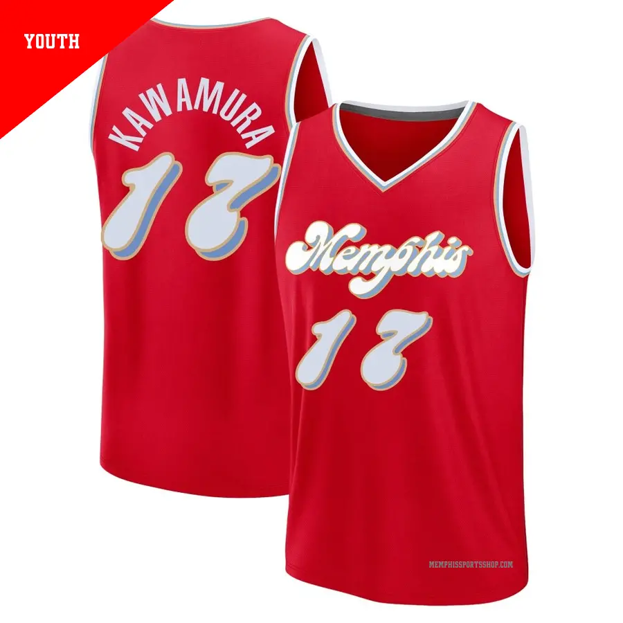 ＃17 Youth Yuki Kawamura Memphis Grizzlies 2024/25 Fast Break Fanatics Red City Edition Jersey