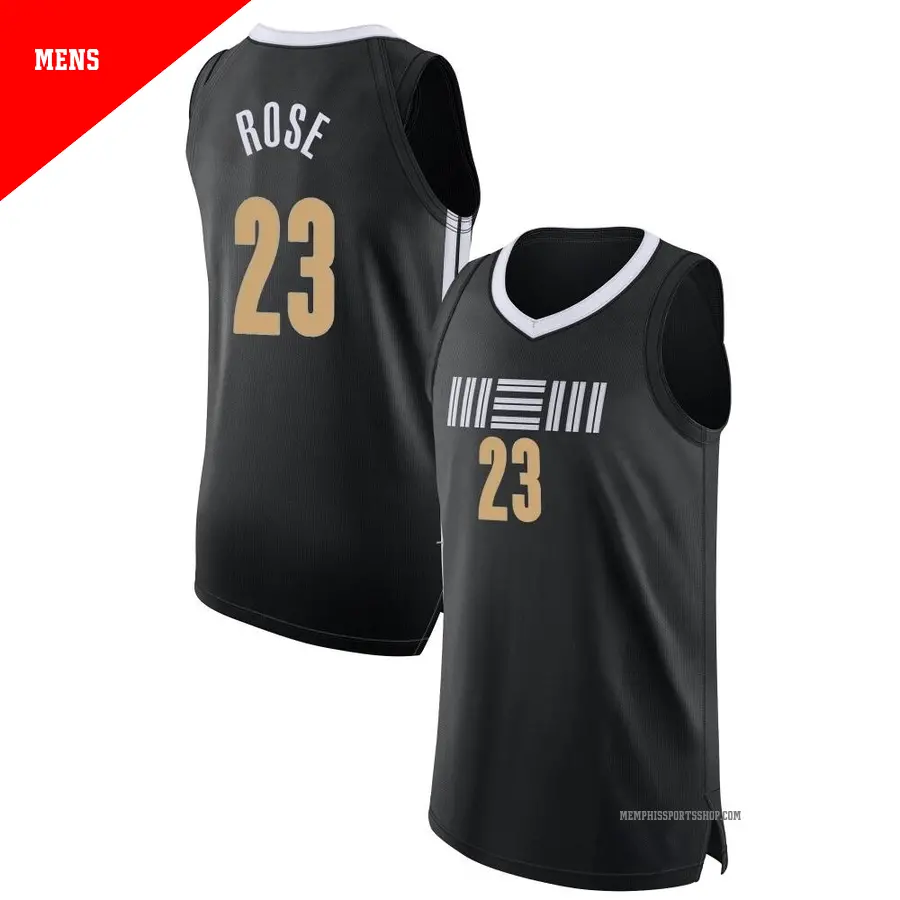＃23 Men's Derrick Rose Memphis Grizzlies 2023/24 Authentic Black City Edition Jersey