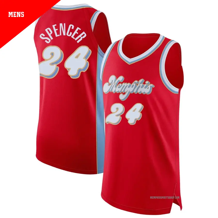 ＃24 Men's Cam Spencer Memphis Grizzlies 2024/25 Authentic Red City Edition Jersey