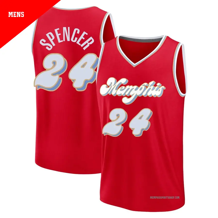 ＃24 Men's Cam Spencer Memphis Grizzlies 2024/25 Fast Break Fanatics Red City Edition Jersey