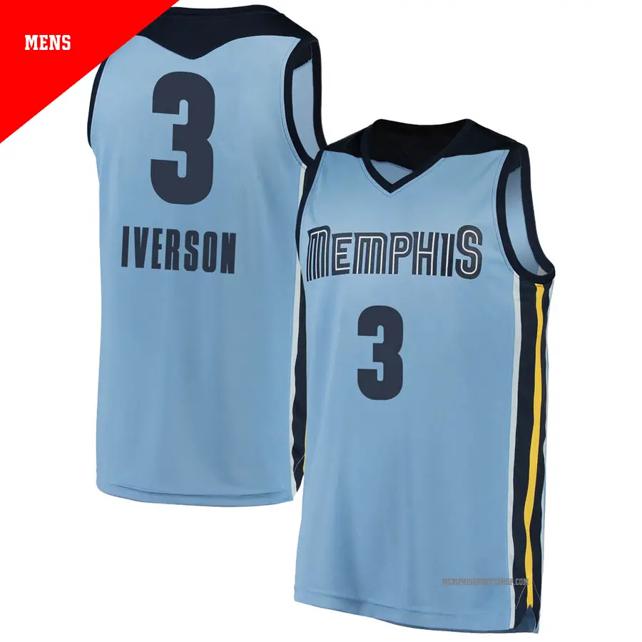 ＃3 Men's Allen Iverson Memphis Grizzlies Light Blue Fast Break JerseyStatement Edition