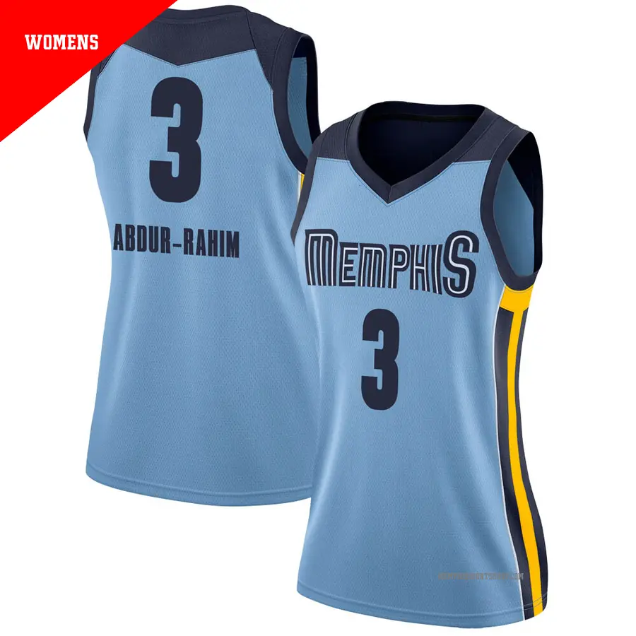 ＃3 Women's Shareef Abdur-Rahim Memphis Grizzlies Light Blue Swingman JerseyStatement Edition