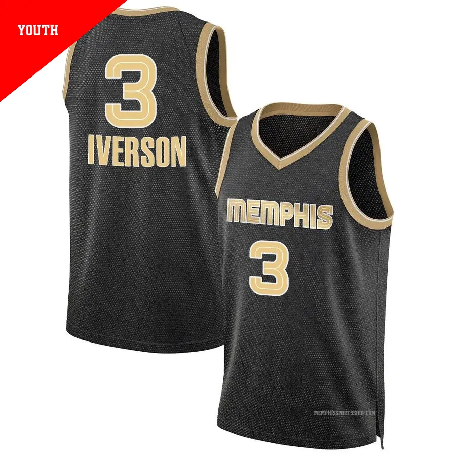 ＃3 Youth Allen Iverson Memphis Grizzlies Black Swingman Select Series Jersey