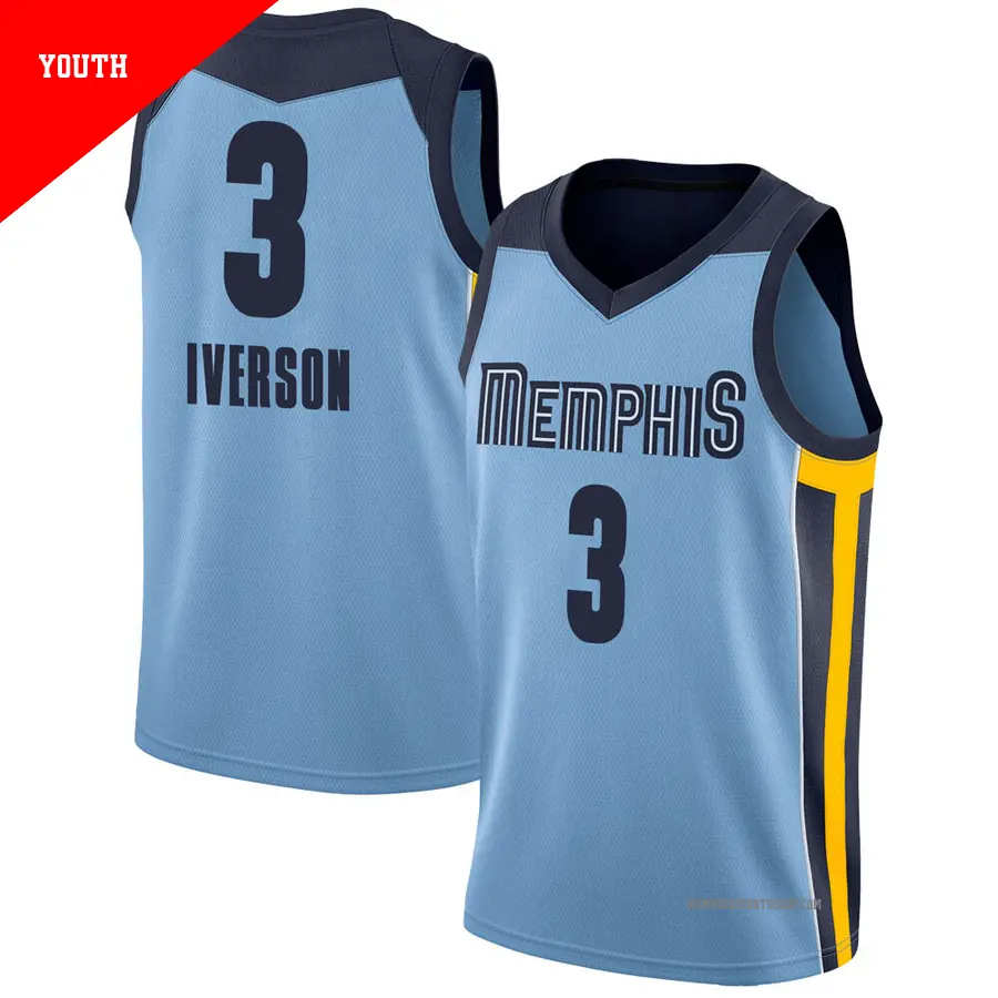 ＃3 Youth Allen Iverson Memphis Grizzlies Light Blue Swingman JerseyStatement Edition