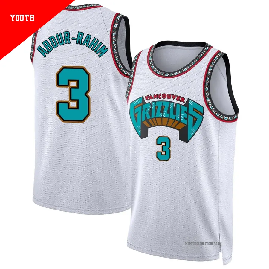 ＃3 Youth Shareef Abdur-Rahim Memphis Grizzlies 2024/25 Swingman White Classic Edition Jersey
