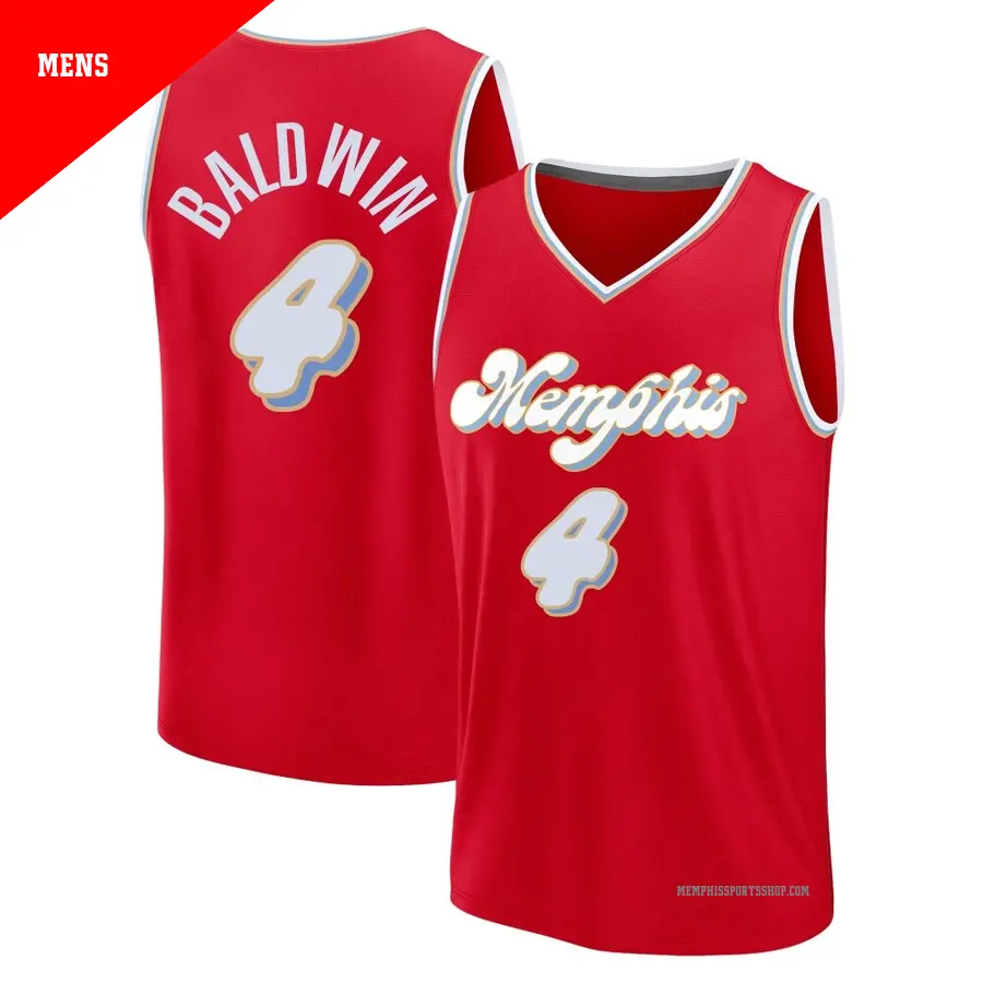 ＃4 Men's Wade Baldwin Memphis Grizzlies 2024/25 Fast Break Fanatics Red City Edition Jersey