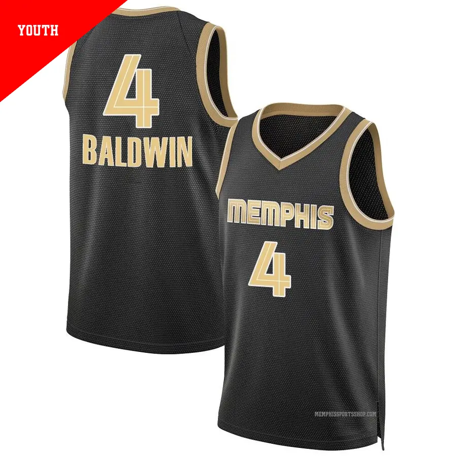 ＃4 Youth Wade Baldwin Memphis Grizzlies Black Swingman Select Series Jersey
