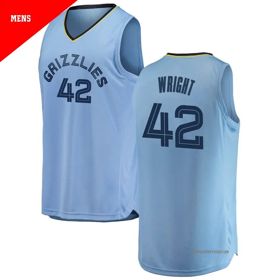 ＃42 Men's Lorenzen Wright Memphis Grizzlies 2018/19 Swingman Light Blue JerseyStatement Edition