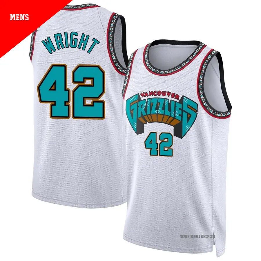 ＃42 Men's Lorenzen Wright Memphis Grizzlies 2024/25 Swingman White Classic Edition Jersey