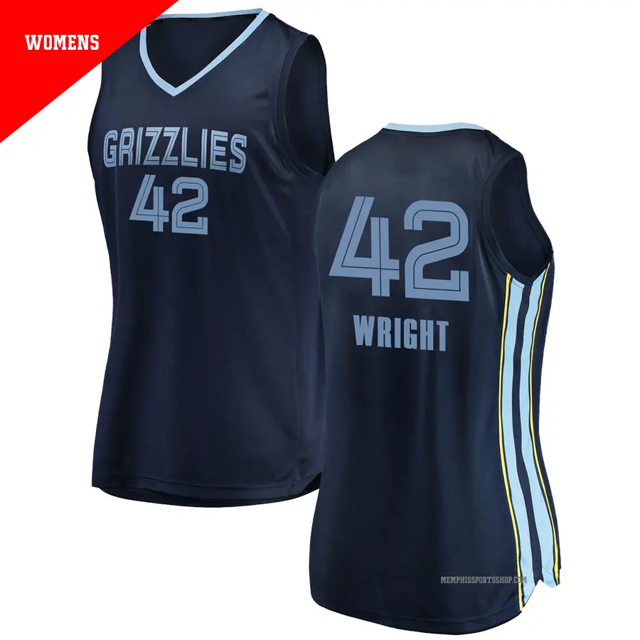 ＃42 Women's Lorenzen Wright Memphis Grizzlies 2018/19 Swingman Navy JerseyIcon Edition