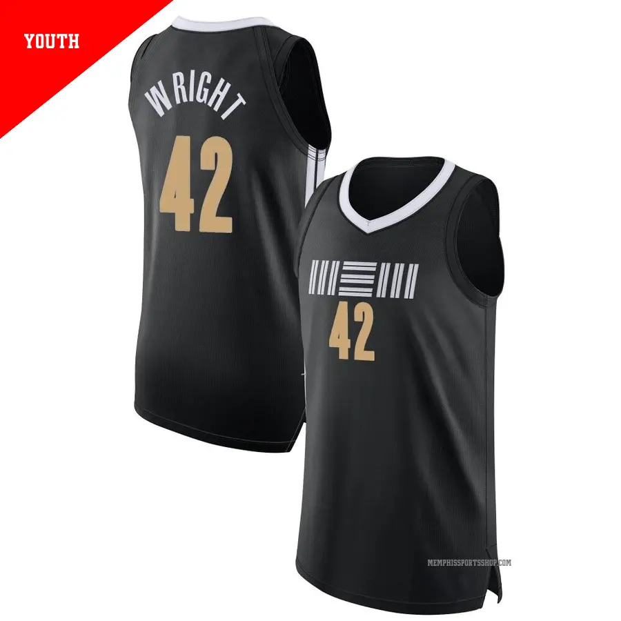 ＃42 Youth Lorenzen Wright Memphis Grizzlies 2023/24 Authentic Black City Edition Jersey