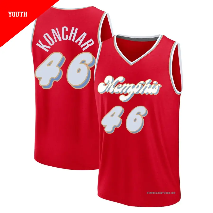 ＃46 Youth John Konchar Memphis Grizzlies 2024/25 Fast Break Fanatics Red City Edition Jersey