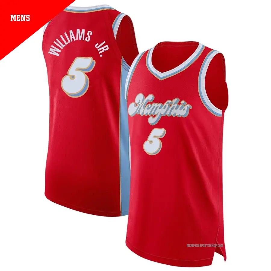 ＃5 Men's Vince Williams Jr. Memphis Grizzlies 2024/25 Authentic Red City Edition Jersey