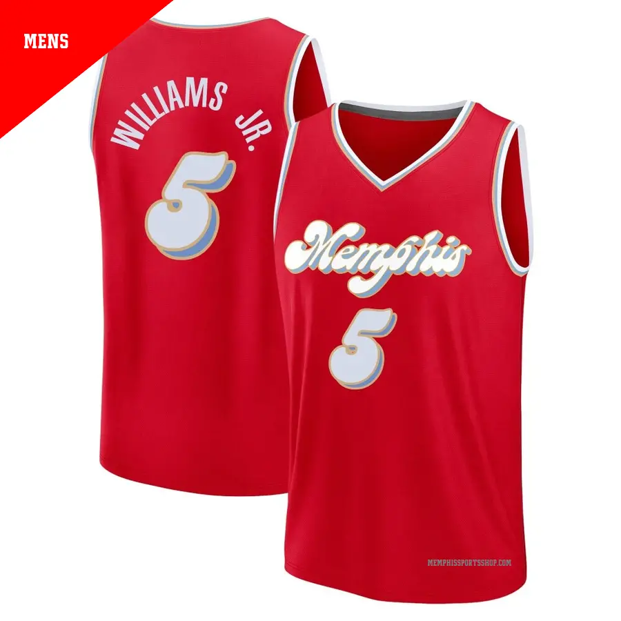 ＃5 Men's Vince Williams Jr. Memphis Grizzlies 2024/25 Fast Break Fanatics Red City Edition Jersey