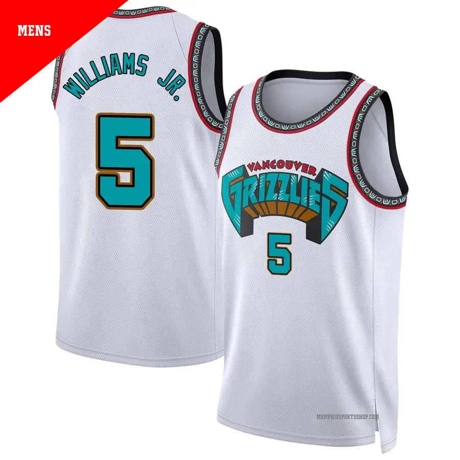 ＃5 Men's Vince Williams Jr. Memphis Grizzlies 2024/25 Swingman White Classic Edition Jersey