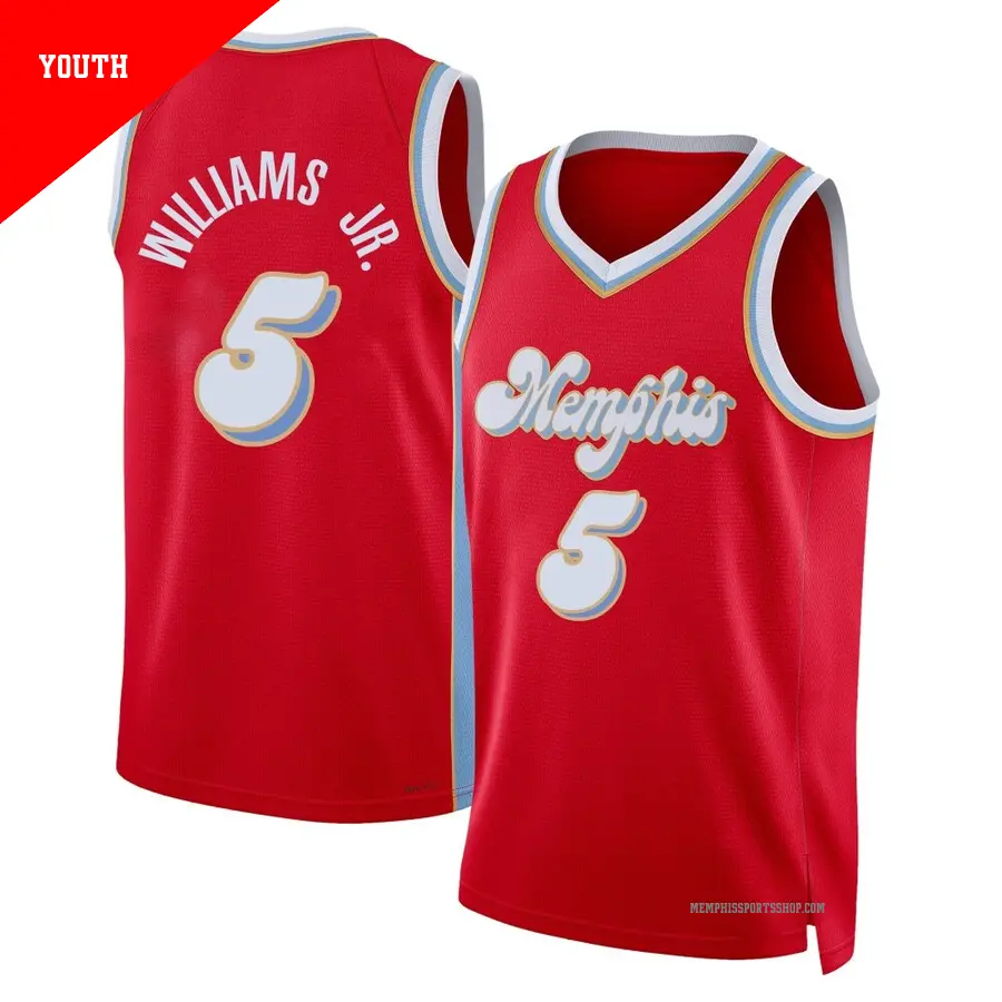 ＃5 Youth Vince Williams Jr. Memphis Grizzlies 2024/25 Swingman Red City Edition Jersey