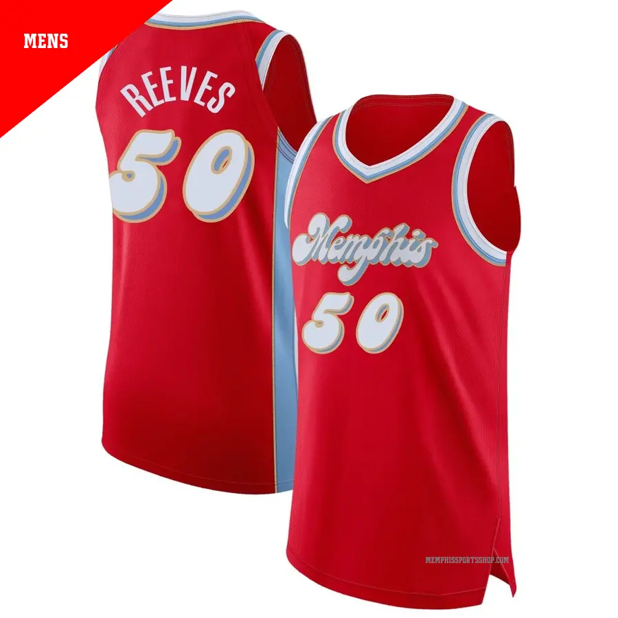 ＃50 Men's Bryant Reeves Memphis Grizzlies 2024/25 Authentic Red City Edition Jersey