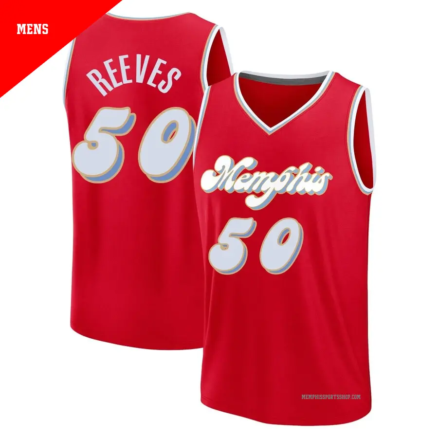 ＃50 Men's Bryant Reeves Memphis Grizzlies 2024/25 Fast Break Fanatics Red City Edition Jersey