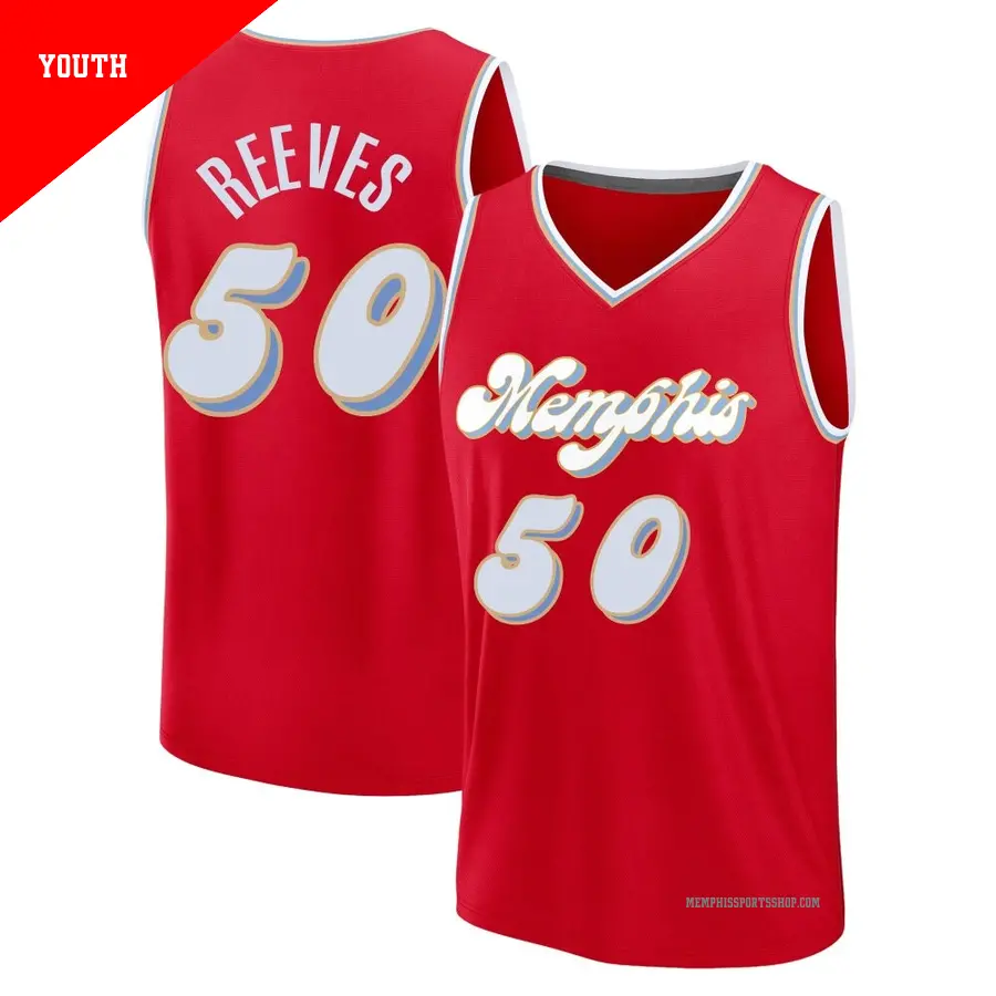 ＃50 Youth Bryant Reeves Memphis Grizzlies 2024/25 Fast Break Fanatics Red City Edition Jersey
