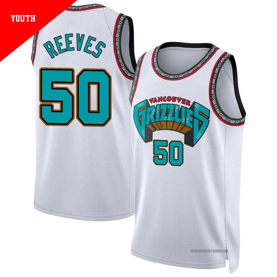 ＃50 Youth Bryant Reeves Memphis Grizzlies 2024/25 Swingman White Classic Edition Jersey