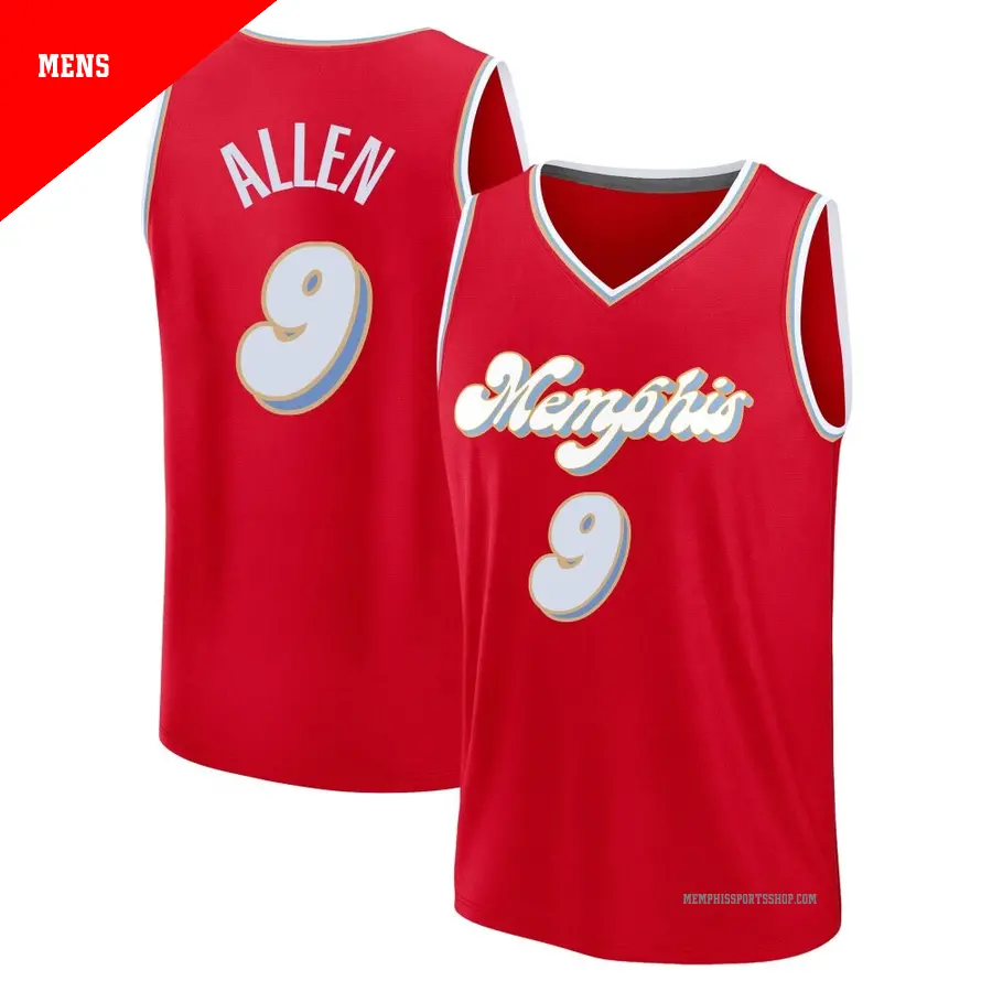 ＃9 Men's Tony Allen Memphis Grizzlies 2024/25 Fast Break Fanatics Red City Edition Jersey